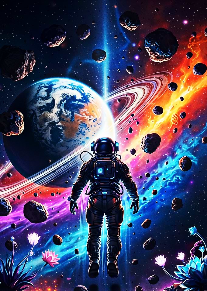 Astronaut in Cosmic Nebula