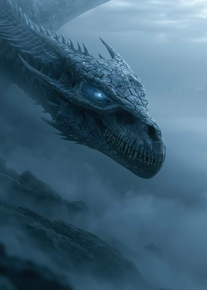 Blue Dragon in Misty Mountains