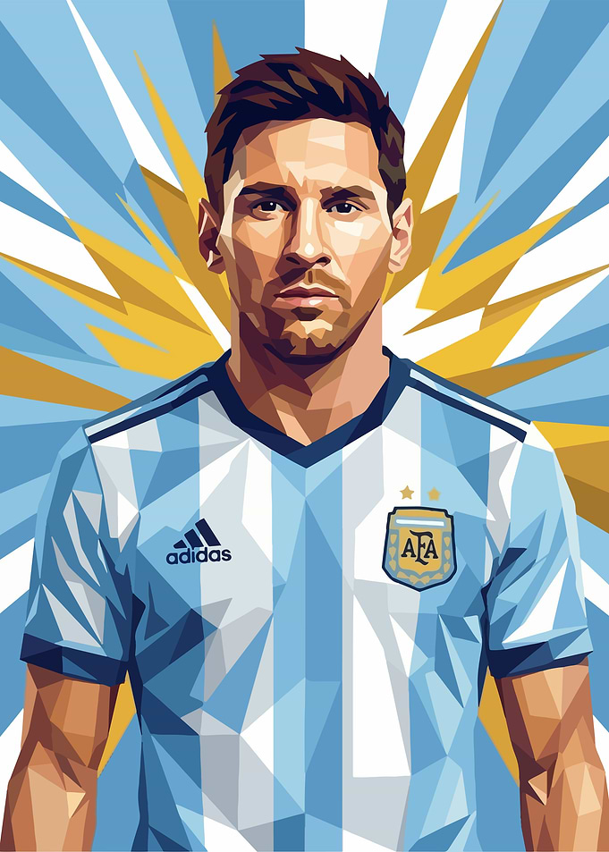 Lionel Messi Pop Art Portrait with jersey argentina