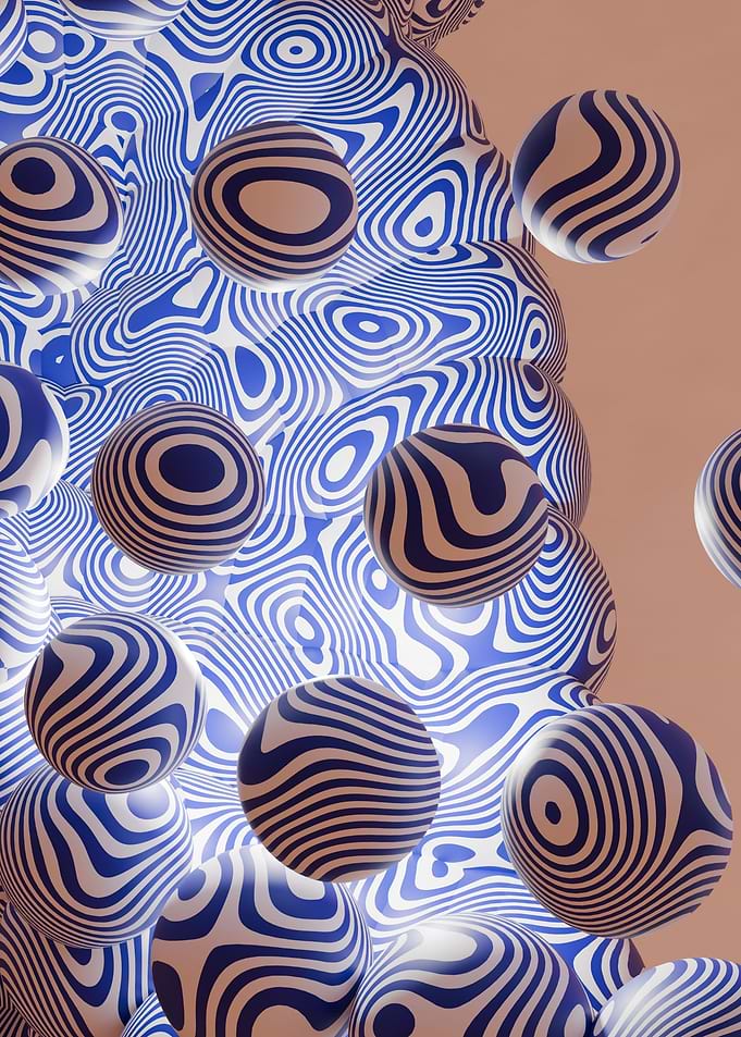 Abstract Blue and White Spheres