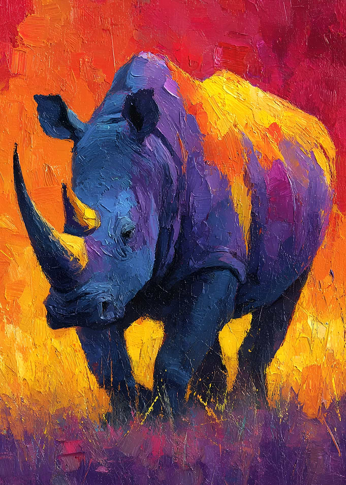 Vibrant Rhino Painting
