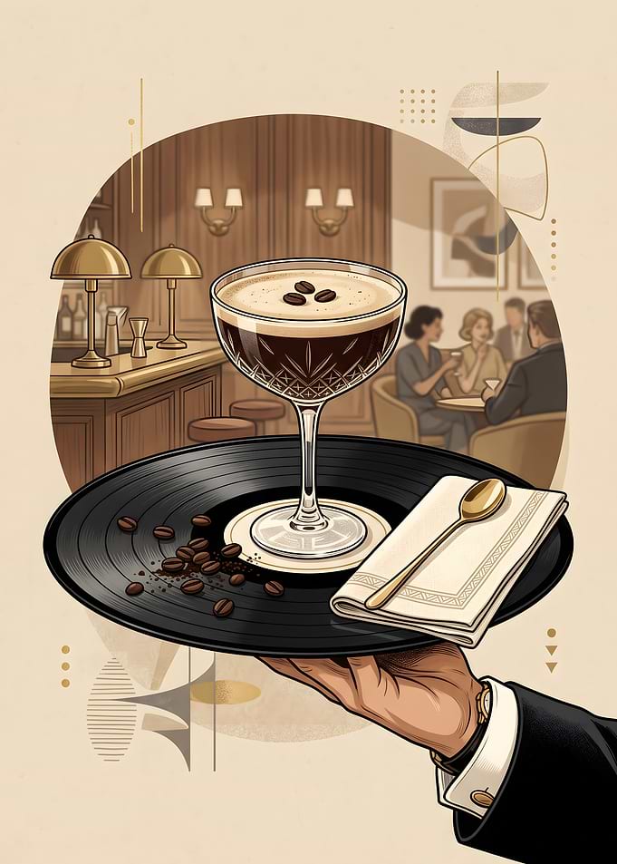 Espresso Martini on a Vinyl Record