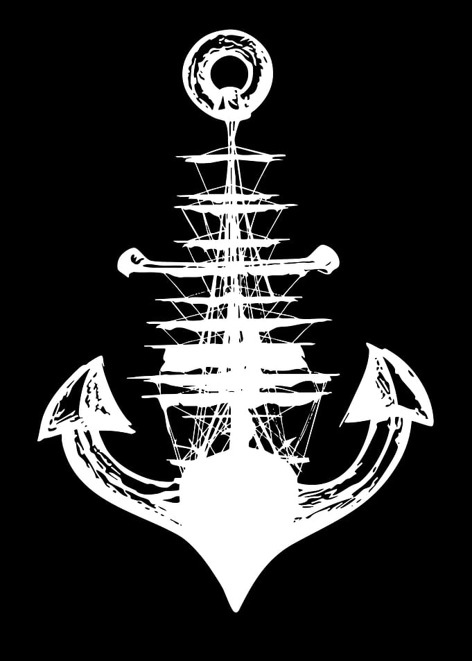 White Anchor with Ship Rigging