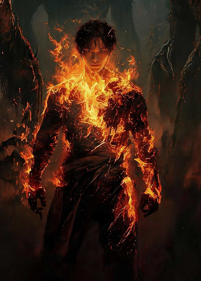 Man engulfed in flames