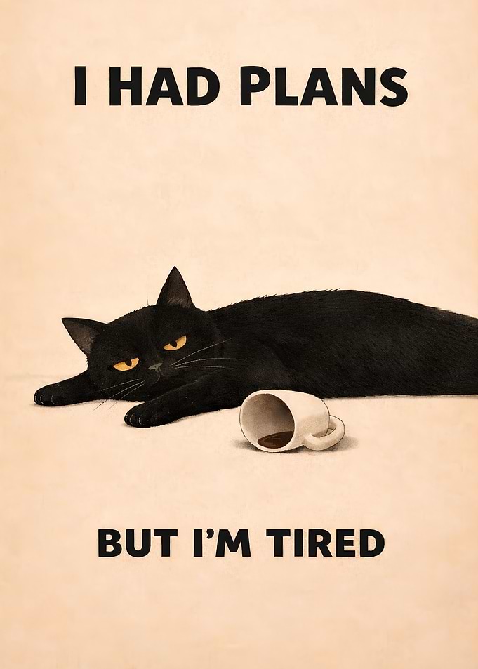 Black cat with coffee