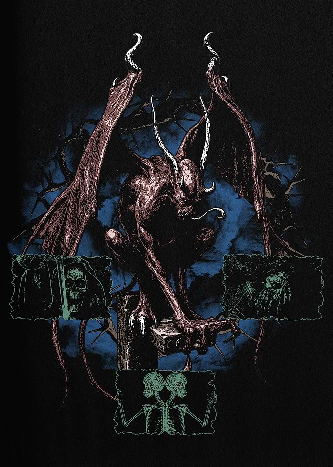 Gargoyle with Skulls and Skeletons