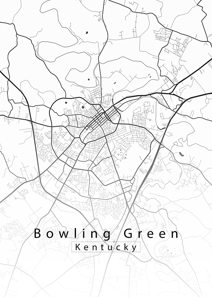 Bowling Green Kentucky City Map white