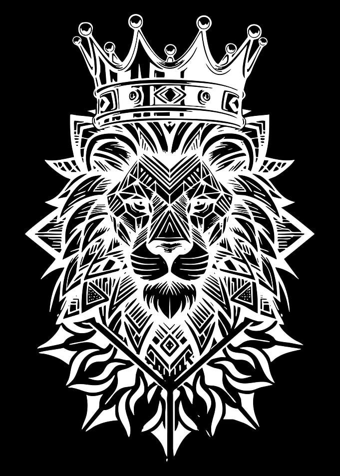 Tribal Lion King Crown Illustration