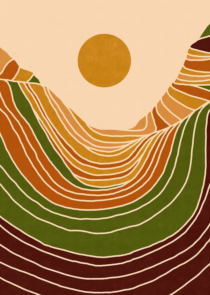 Mid-Century Modern Contour Landscape
