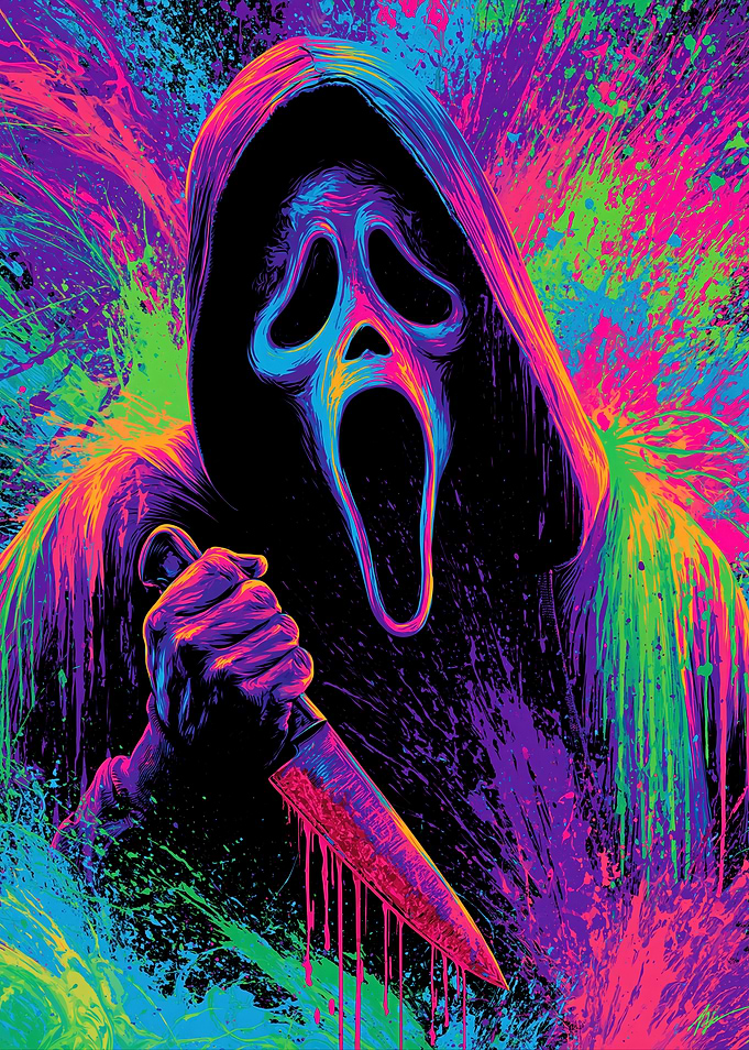 Scream Ghostface Knife Neon Splatter