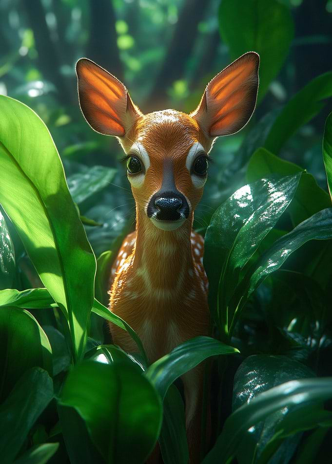 Cute Fawn in Lush Greenery
