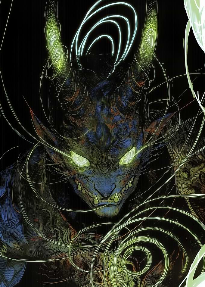 Demonic creature with glowing eyes
