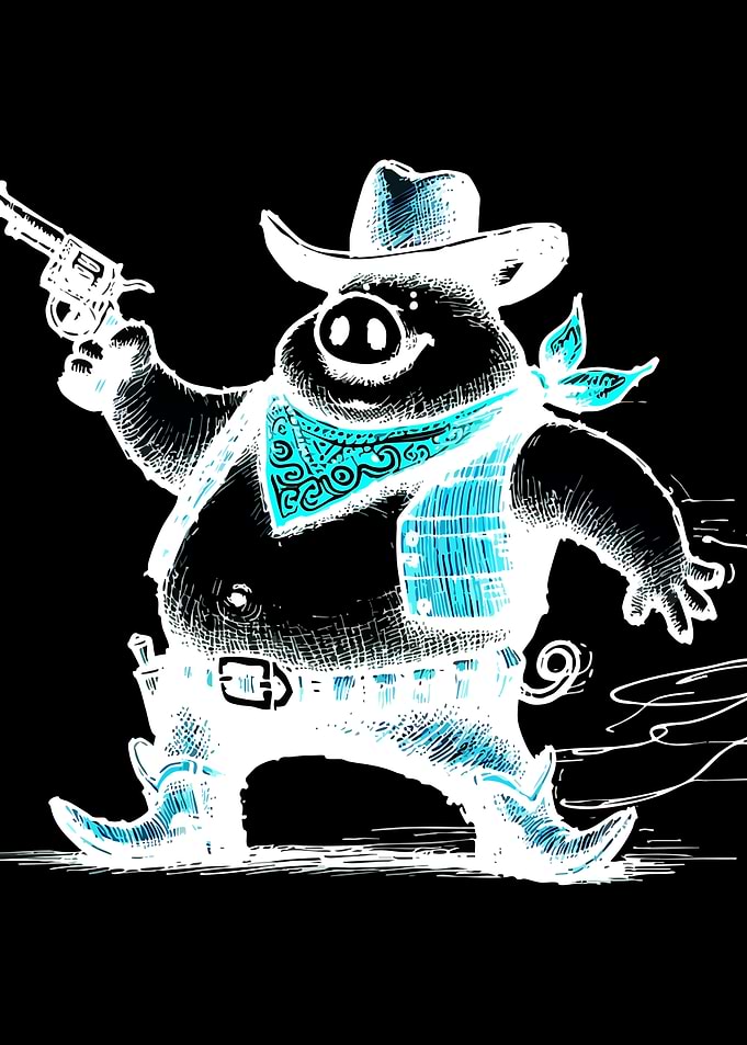 Cowboy Pig with Revolver