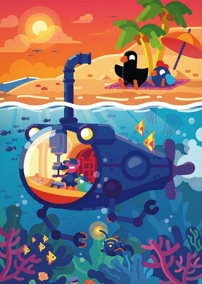 Submarine Adventure with Beach Animals