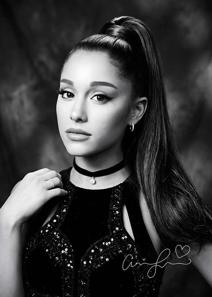 Ariana Grande Black and White Portrait