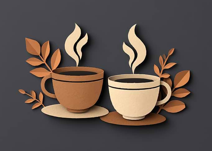 Two steaming cups of coffee