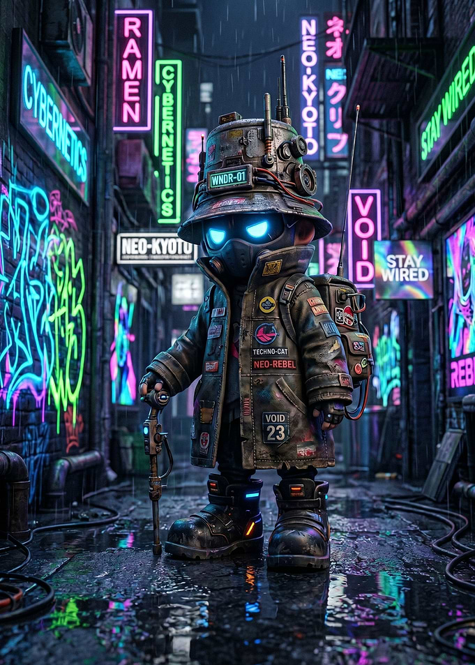 Cyberpunk Character in Neon Alley