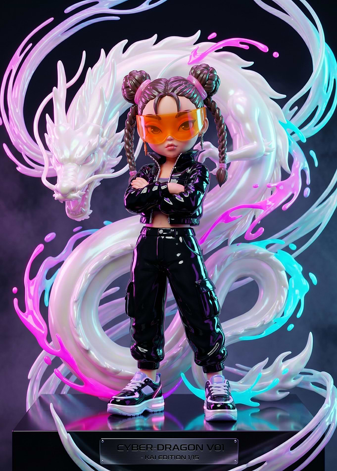 Cyber Dragon Girl with Dragon