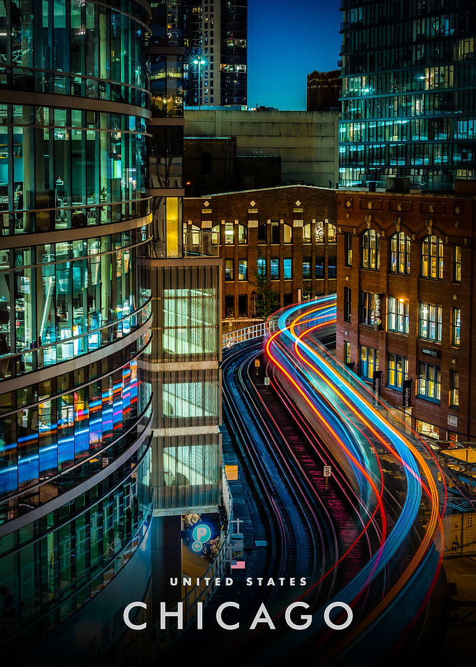 Chicago Train Light Trails