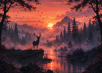 Majestic Deer at Sunset