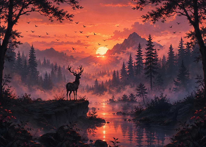 Majestic Deer at Sunset