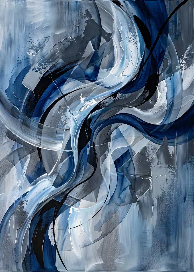 Abstract Blue and Gray Swirls