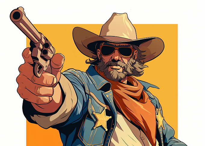 Cowboy aiming a revolver