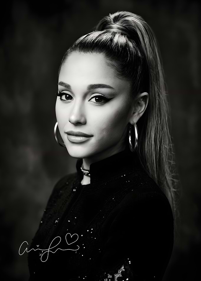 Ariana Grande Black and White Portrait
