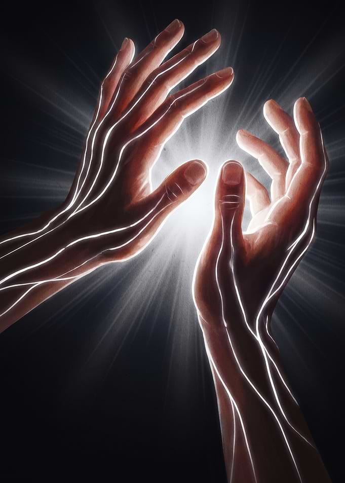 Hands Emitting Light