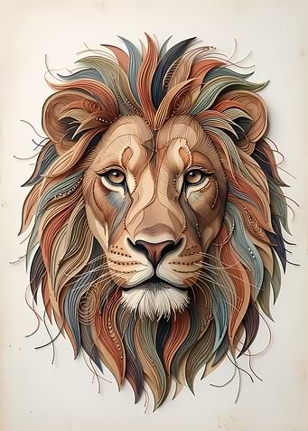 Paper Art Quilled Lion Portrait