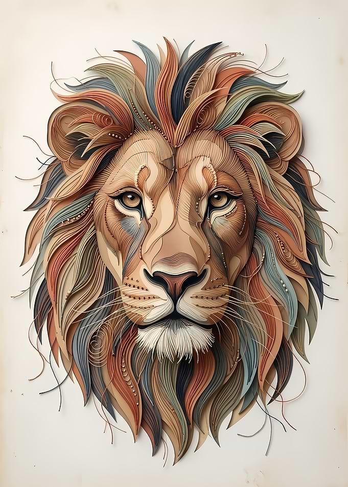 Paper Art Quilled Lion Portrait