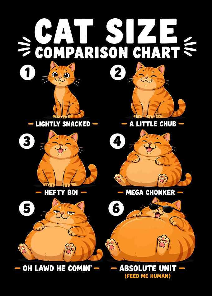 Funny Cat Size Comparison Chart
