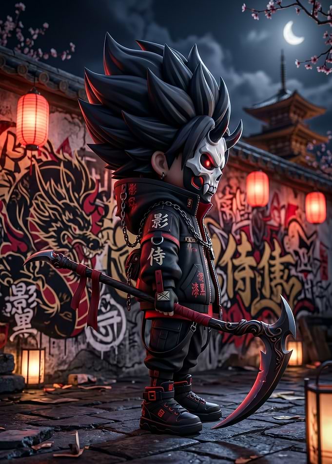 Anime character with scythe and mask
