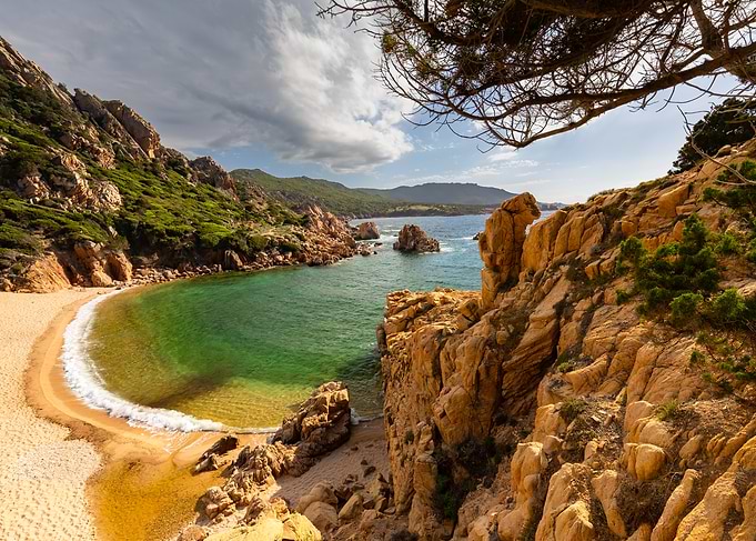 Secluded Cove with Rocky Outcrops