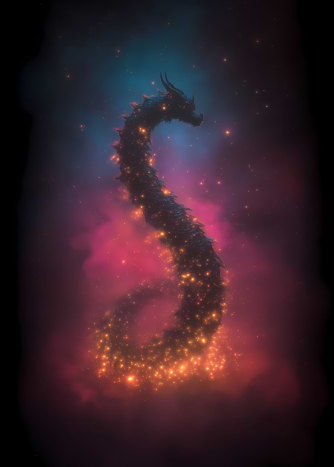 Cosmic Dragon with Glowing Stars