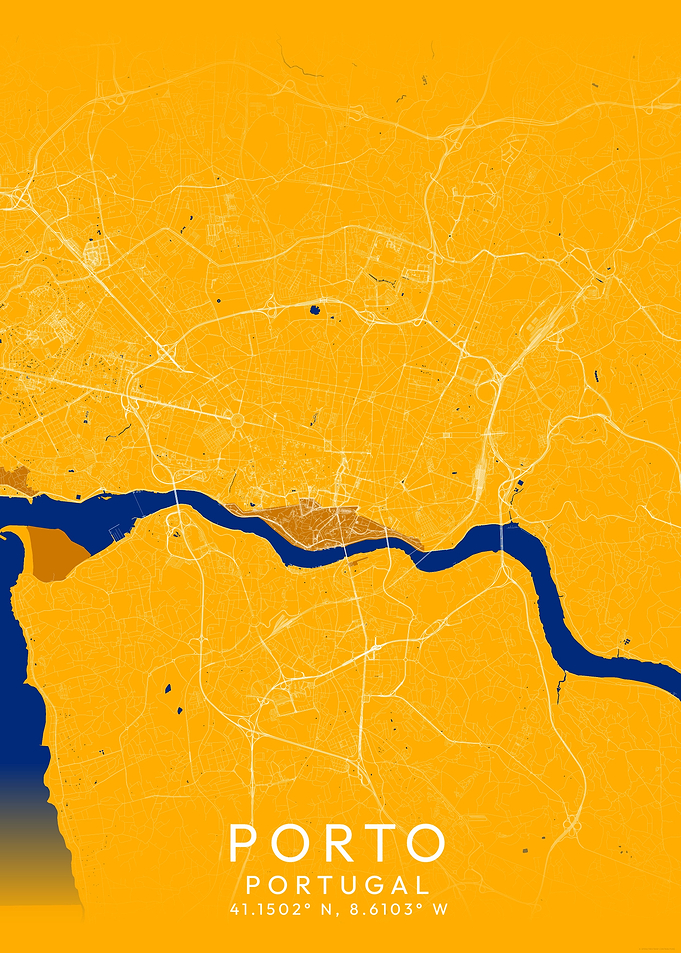 Porto Portugal Map Art