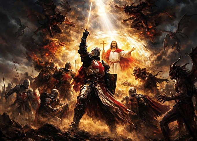 Knights Battle Demons with Divine Light
