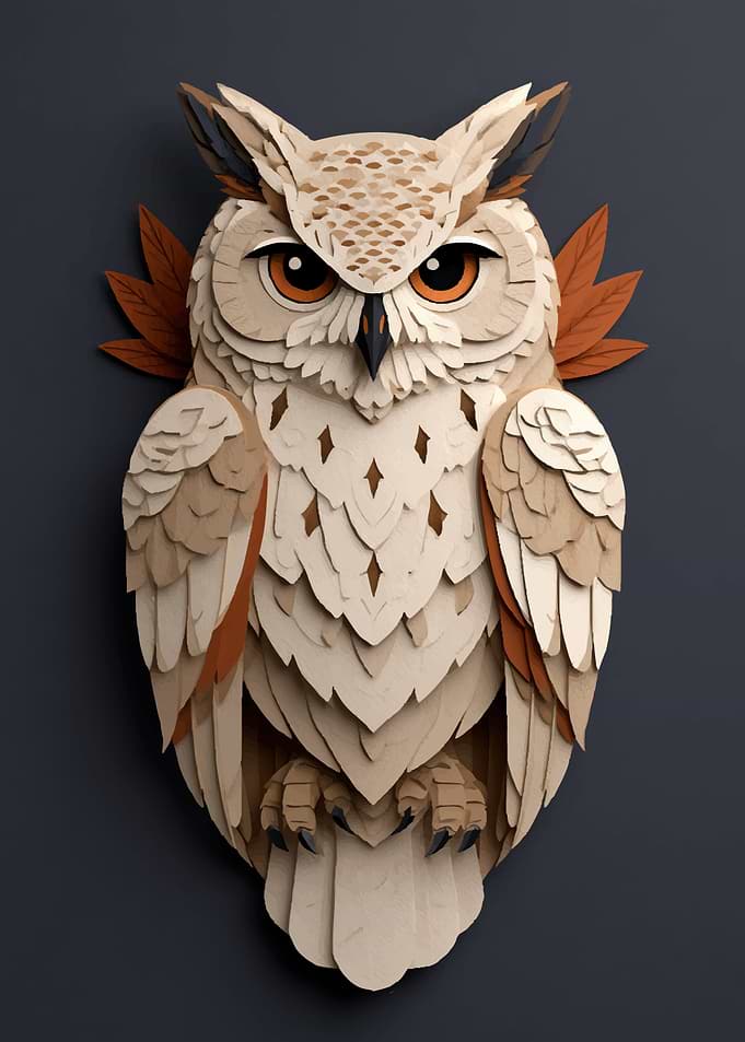 Layered Paper Owl Art