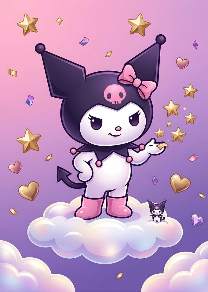 Kuromi and Mini Kuromi on Clouds
