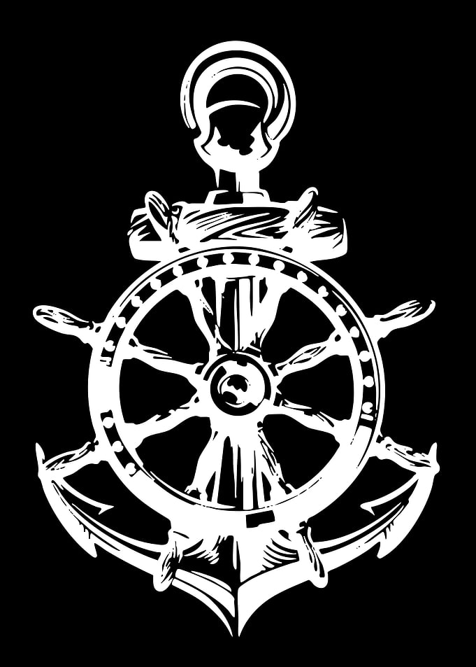 Nautical Anchor and Ship Wheel