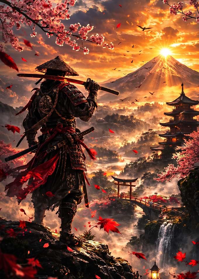 Samurai Warrior at Sunrise