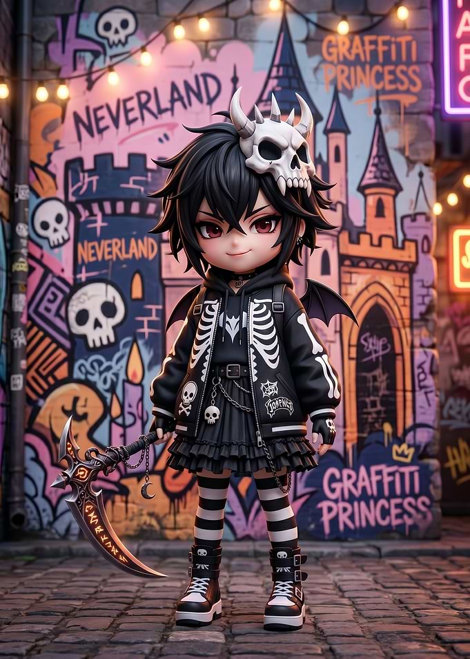 Gothic Anime Character with Scythe