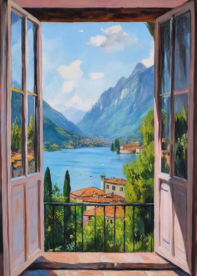 Italian Lake Window View
