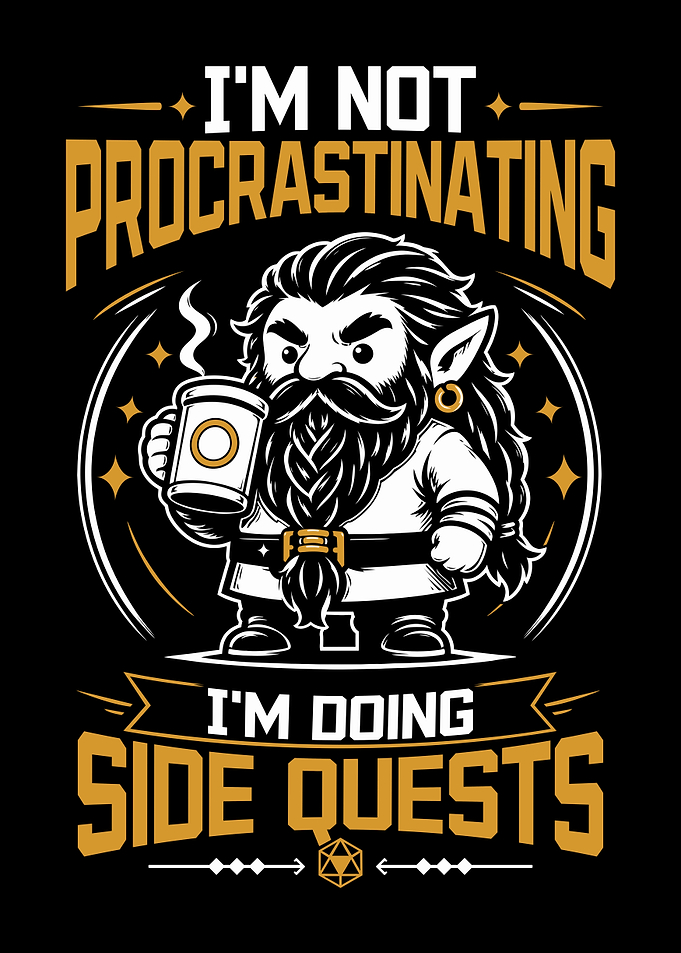 Funny Gaming Dwarf Side Quests RPG Poster