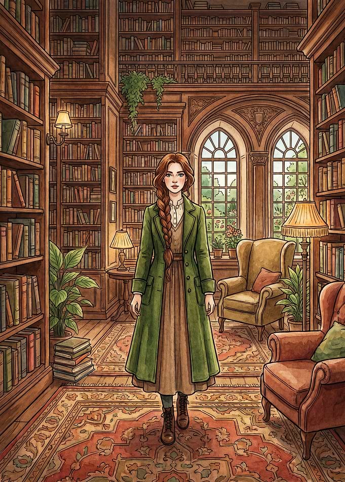 Woman in a library