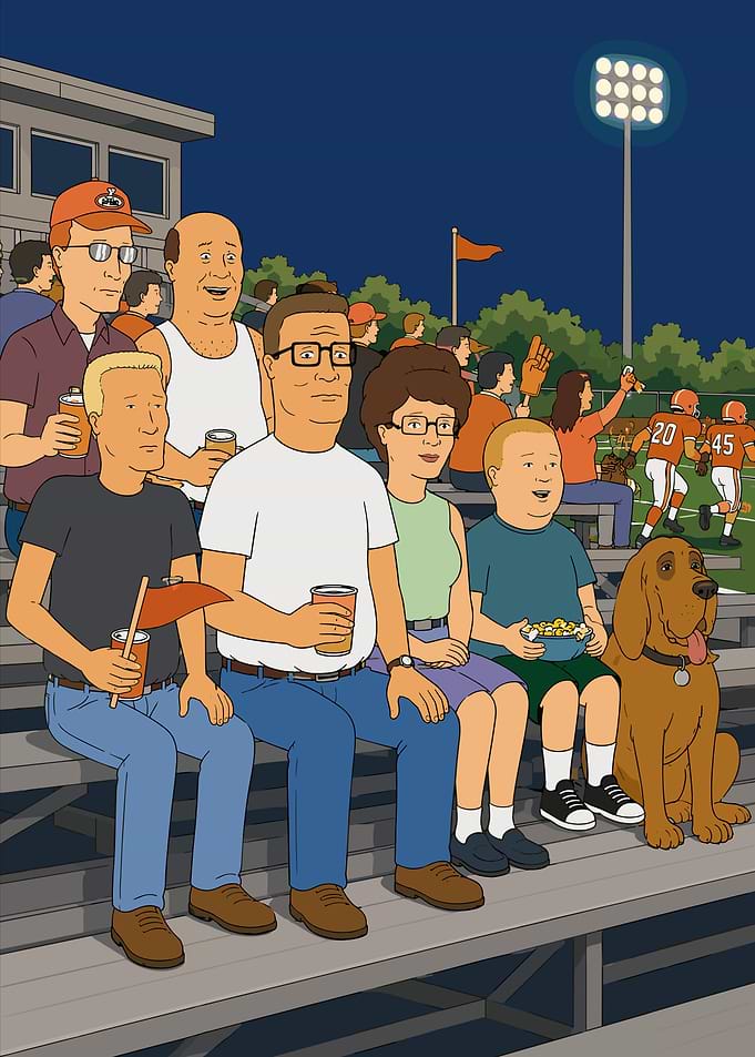 King of the Hill characters at a football game