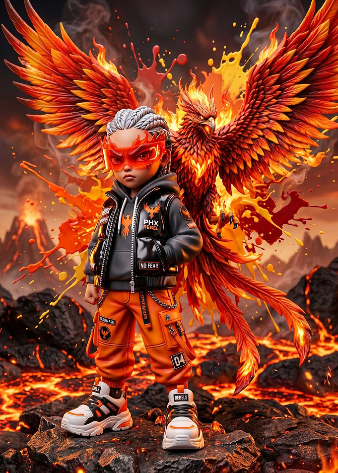 Phoenix Kid with Fiery Phoenix