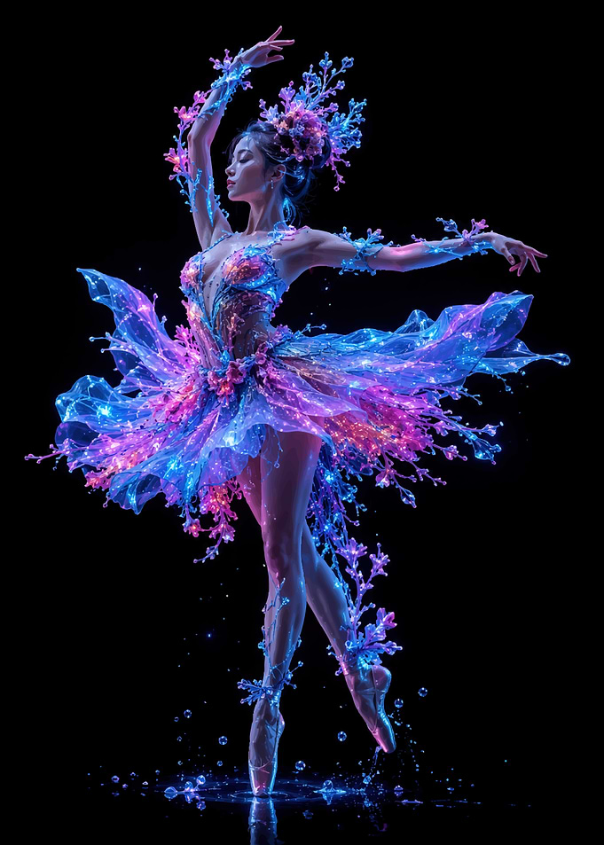 Enchanting Ballerina in Floral Light Costume