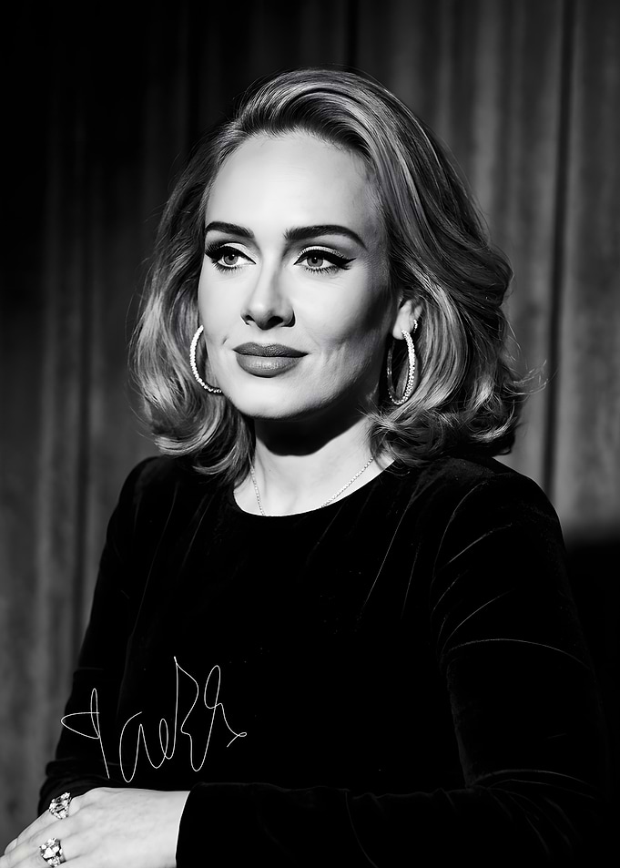 Adele in Black Velvet Dress