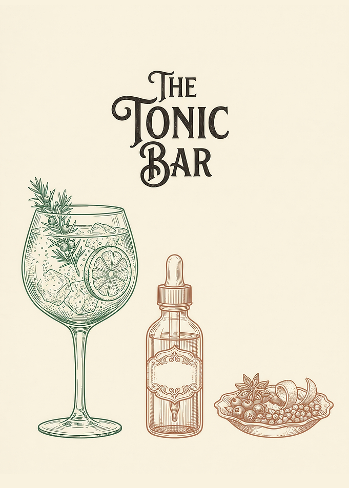 Botanical Gin Tonic Glass Dropper Spices Engraving Style